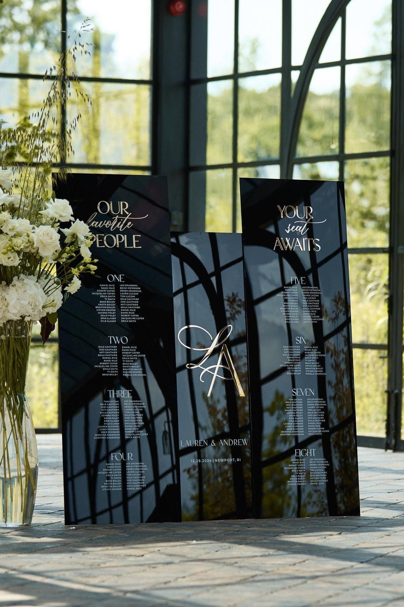 Modern black and gold wedding sign bundle for reception entrance
