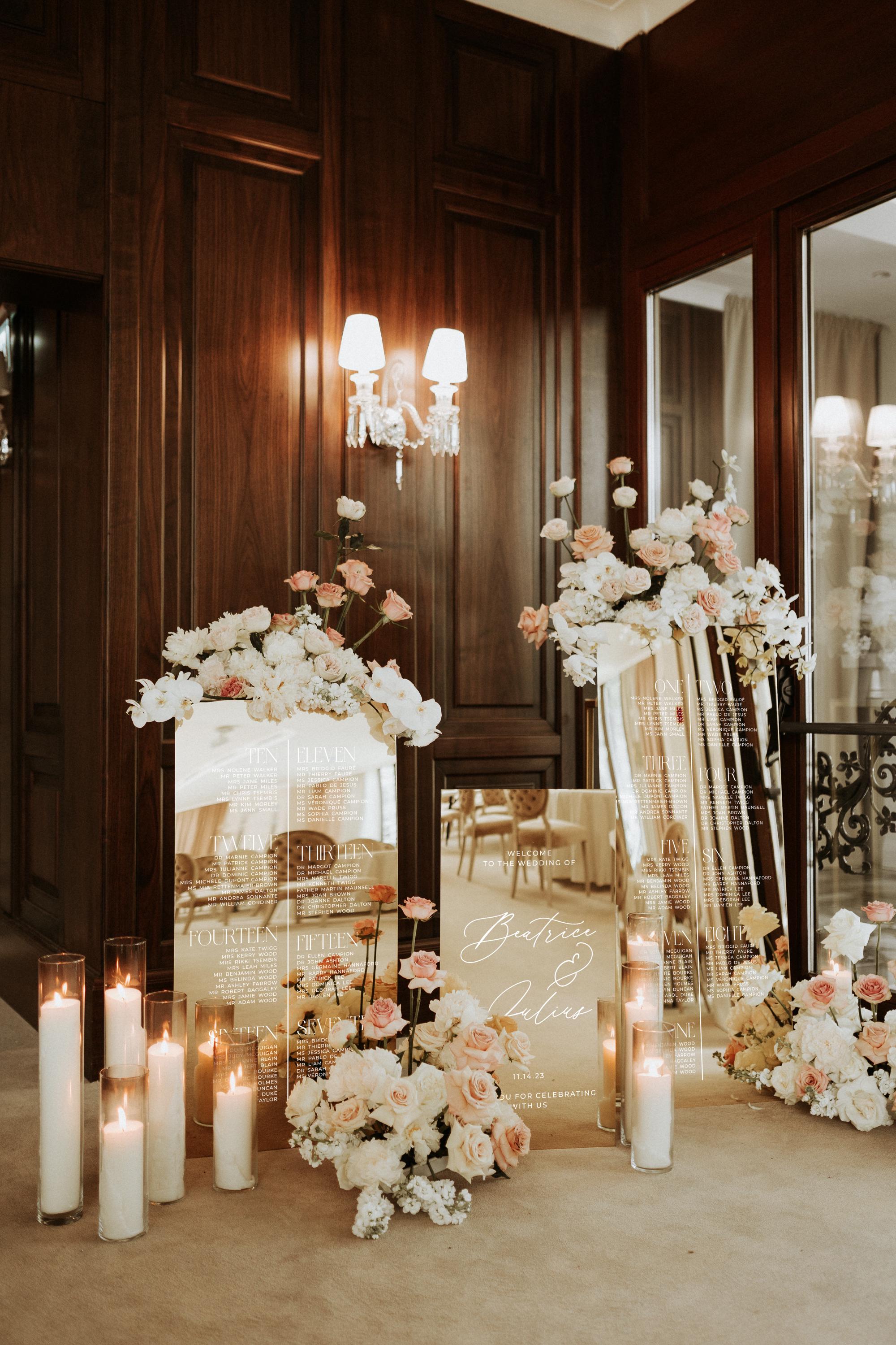 Gold mirror acrylic wedding sign bundle for reception entrance decor
