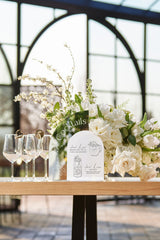 Elegant wedding bar signage in silver mirror and white acrylic finish
