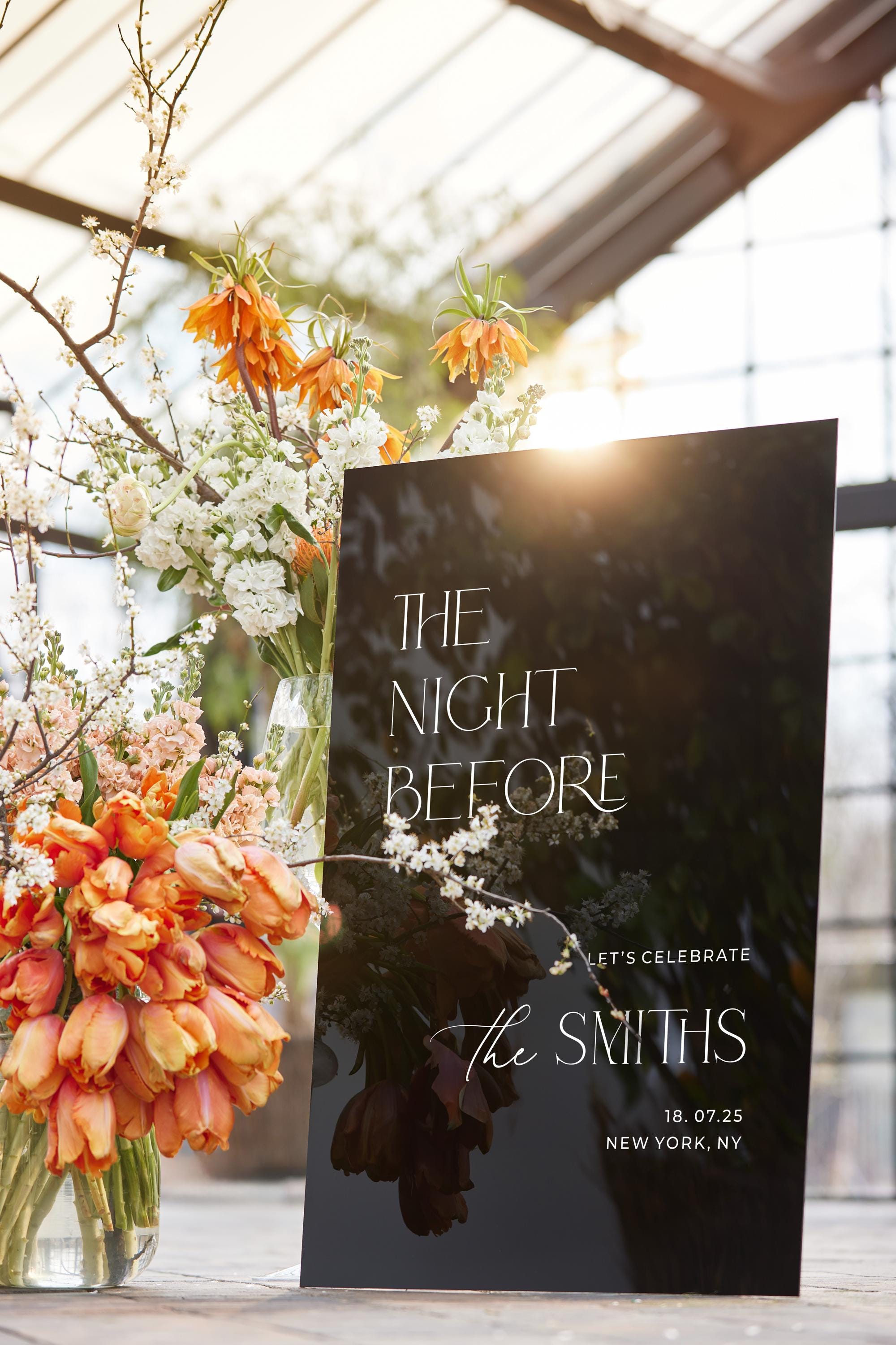 Elegant wedding signage for rehearsal dinners with durable UV printing.