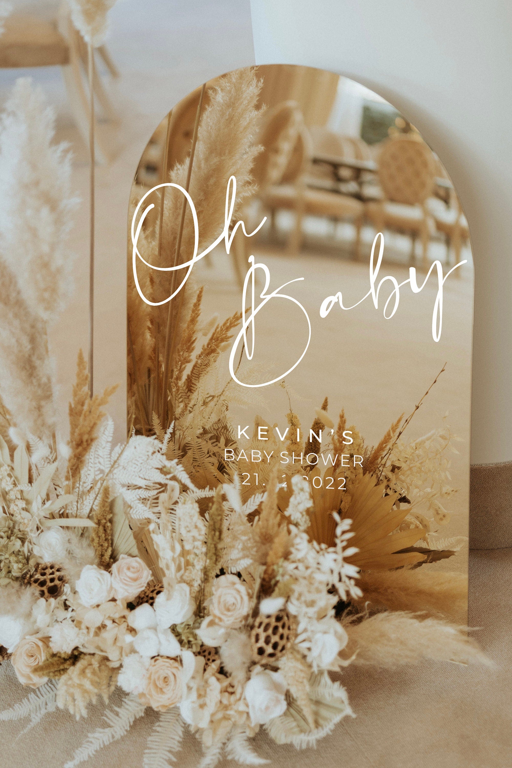 Baby Shower Welcome Sign - Arched Gold Mirror Acrylic