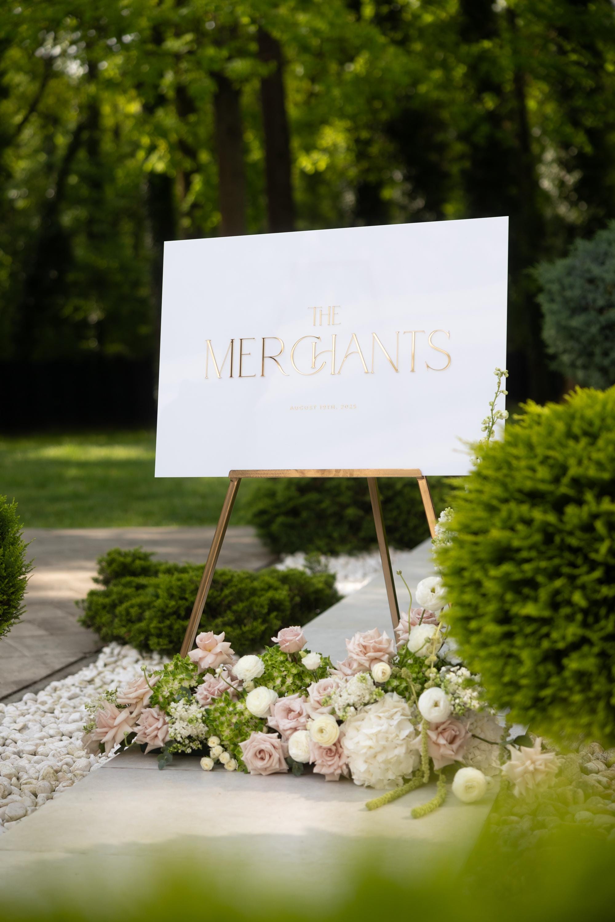 Handcrafted 3D acrylic wedding sign in white and gold  mirror.
