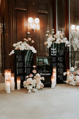 Black acrylic wedding seating chart with find your seat and table assignments